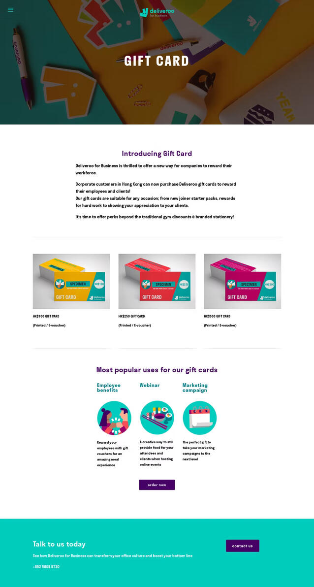 Deliveroo for Business HK